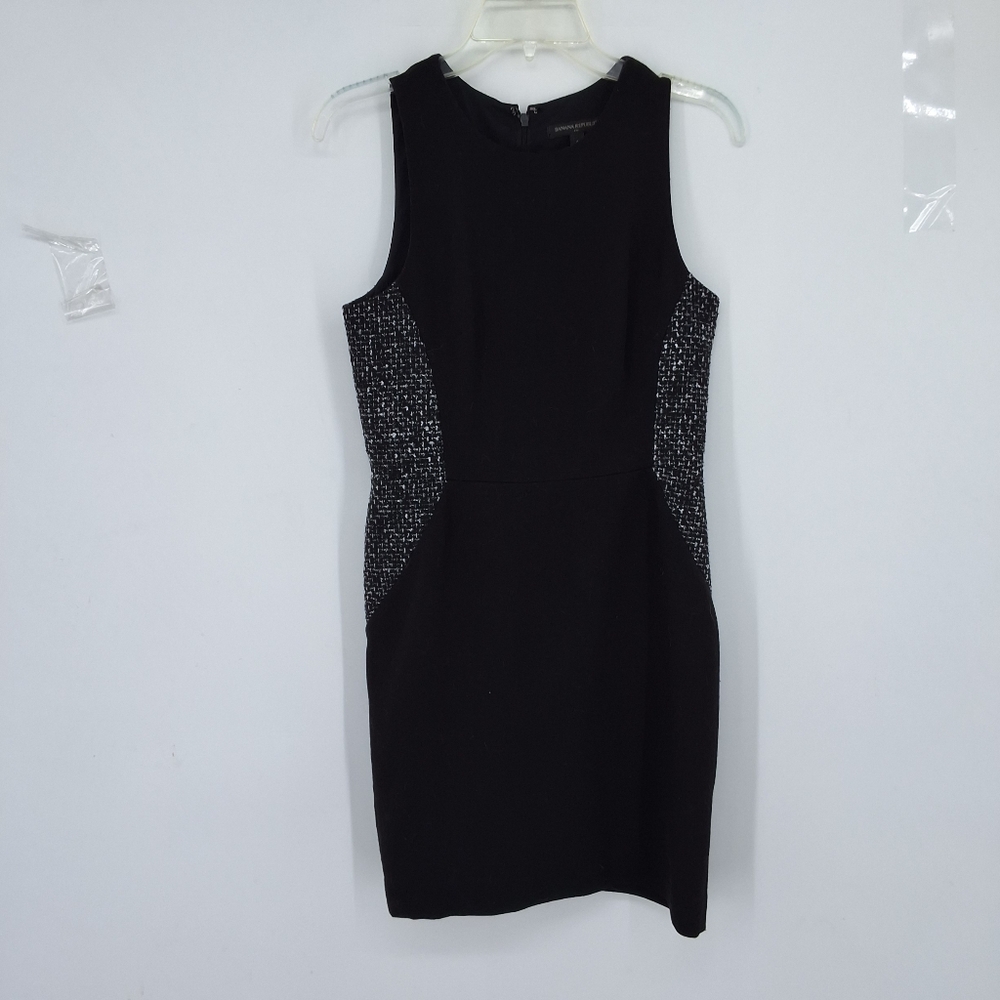 BANANA REPUBLIC SZ 4 Black Sleeveless Dress with Textured Panels